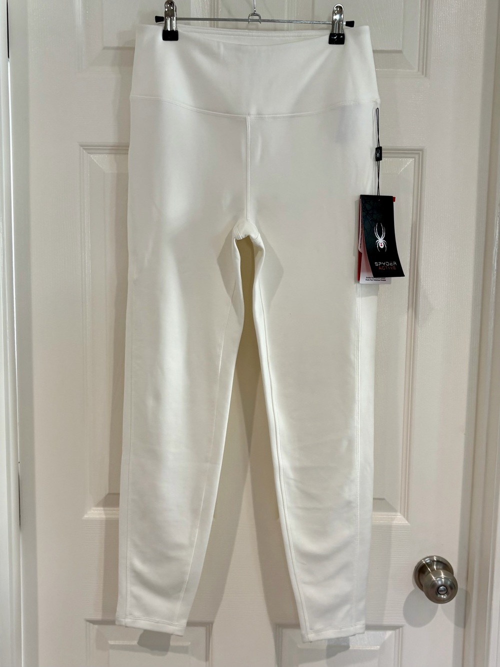 Spyder Active White Fleece Lined Leggings Women’s M Pocket Stretch NEW Comfort